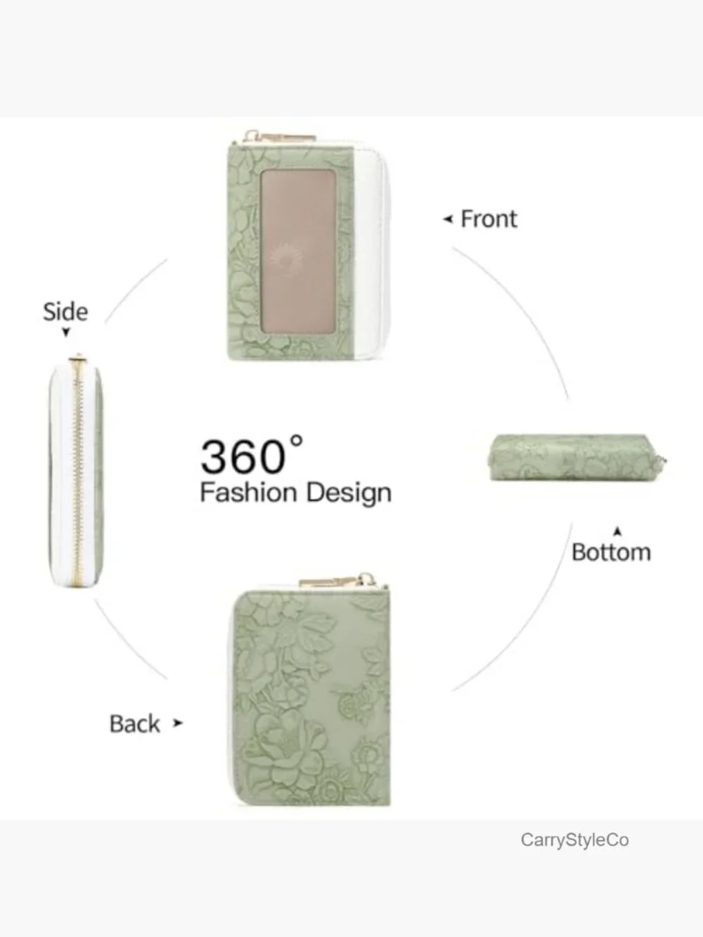 RFID Blocking Credit Card Holder Wristlet Zipper Purse with ID Window